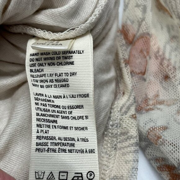 Free People Lilia Ruched Cropped Top Size S Ivory Floral Boho Coachella Party - Picture 9 of 14